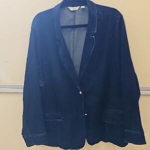 Women's Dark Navy Single-Breasted Blazer Jacket